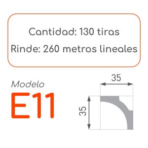 Medidas Cornisa E11 alta densidad 130 unidades