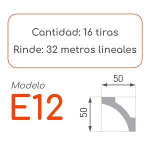 Medidas Cornisa E12 alta densidad 16 unidades