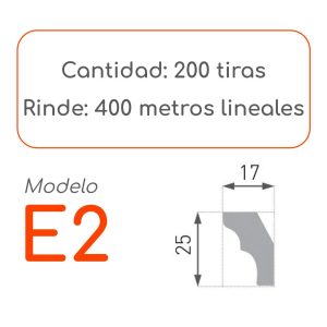 Medidas Cornisa E2 alta densidad 200 unidades