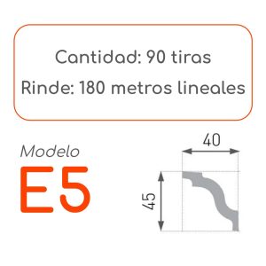 Medidas Cornisa E5 alta densidad 90 unidades