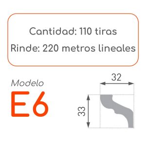 Medidas Cornisa E6 alta densidad 110 unidades