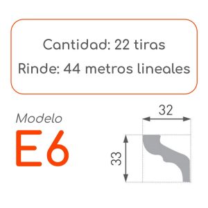 Medidas Cornisa E6 alta densidad 22 unidades