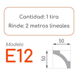Medidas Cornisa E12 alta densidad 1 unidad