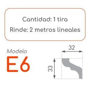 Medidas Cornisa E6 alta densidad 1 unidad